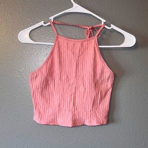 Pink crop top with tie straps